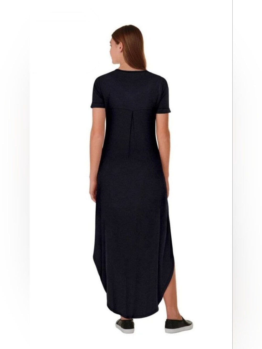 Masseys XL Black V-Neck T-Shirt Maxi Dress | Curved Hem - Picture 4 of 7